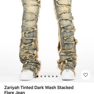 Ariya Tinted Dark Wash Stacked Flare Jeans